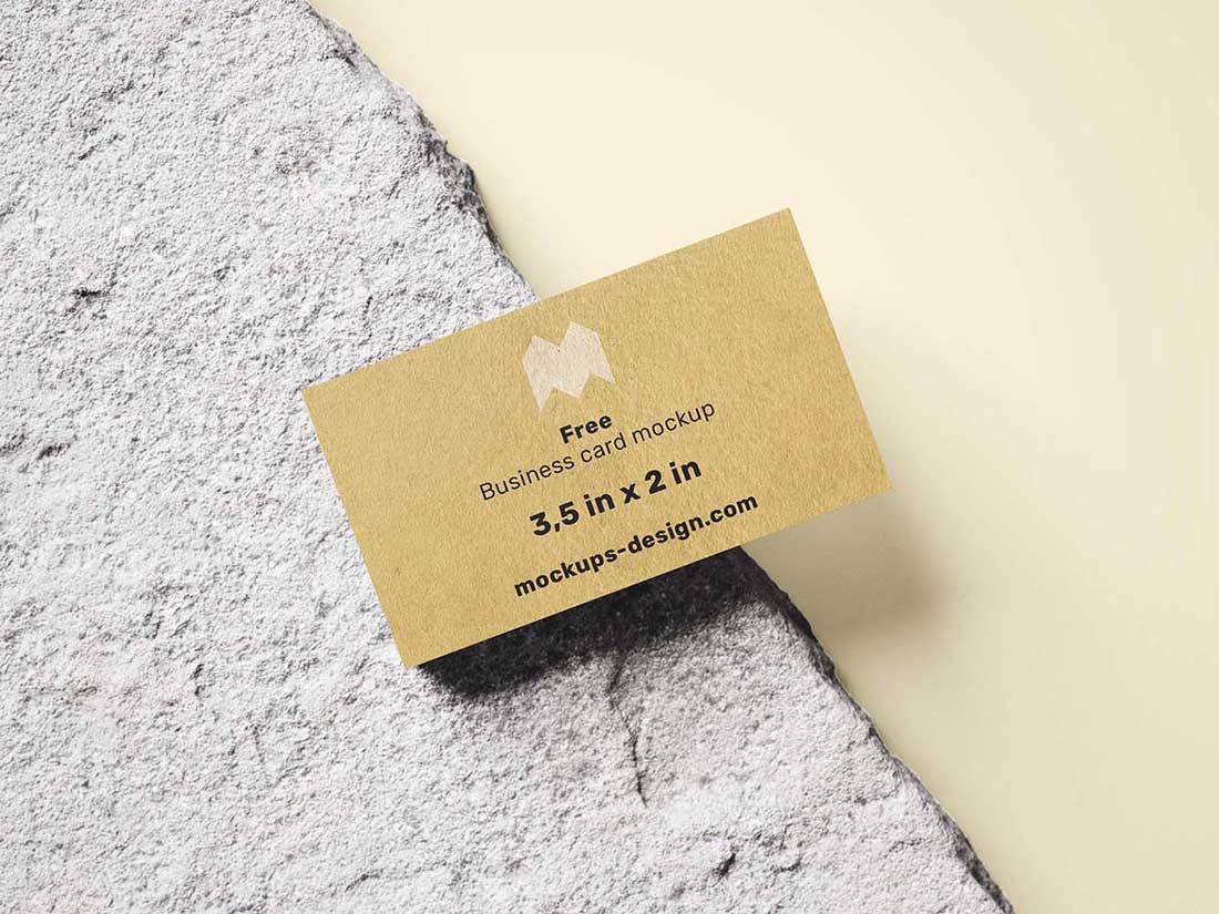Free-Business-Card-Placing-on-Concrete-Stone-Mockup