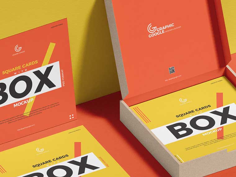 Free cards with box mockup