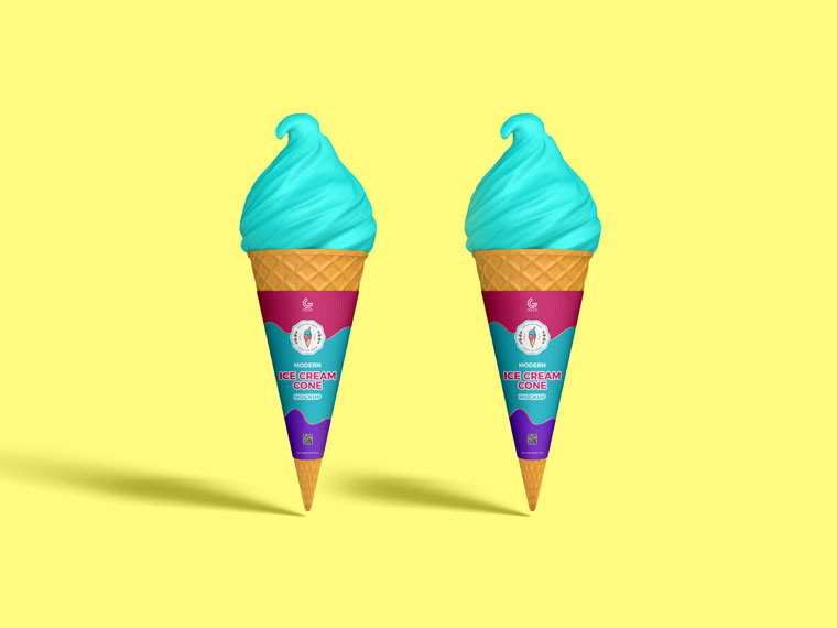 Brand Ice Cream Cone Wrap Label Mockup