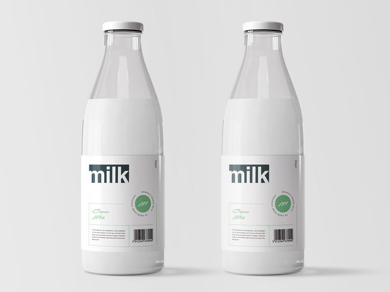 Free Milk Bottles Mockup