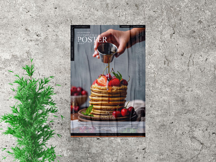 Plants With Glued Poster Mockup For Advertisement