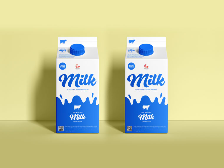 Download Front View Milk Packaging Mockup For Branding Mockup River