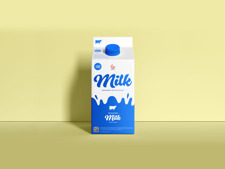 Front View Milk Packaging Mockup For Branding