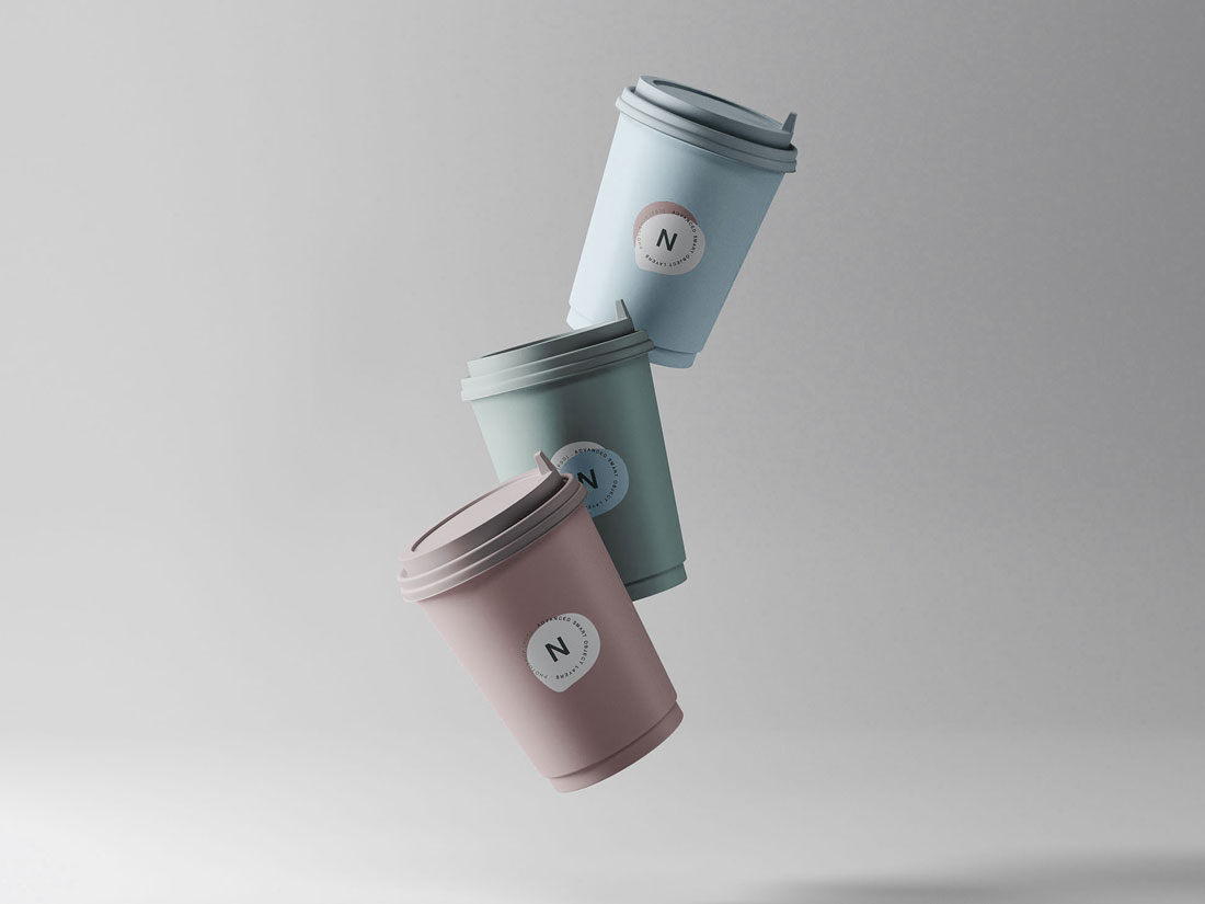 Floating Branding Coffee Cup Mockup