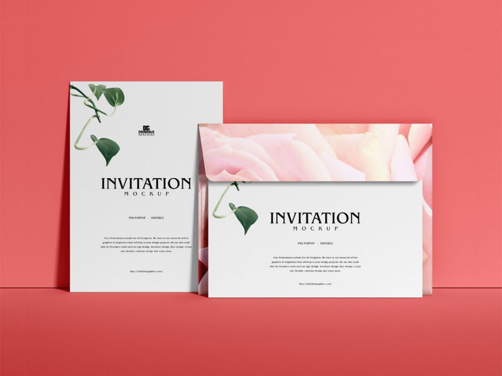 Free-Greetings-Invitation-With-Envelope-Mockup