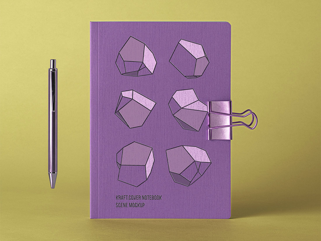 Free Cover Kraft Psd Notebook Mockup Design Template