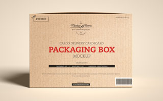 Free Cargo Delivery Cardboard Packaging Box Mockup Template