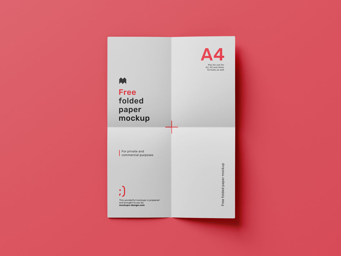Free PSD Branding Folded Paper Flyer Mockup