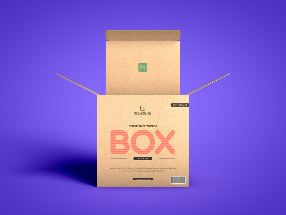 Free Product Craft Open Box Packaging Mockup