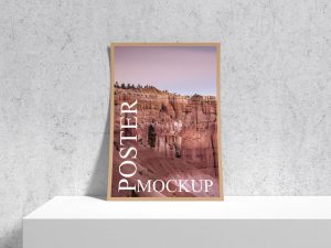 Free-Front-View-Curved-A3-Poster-Mockup