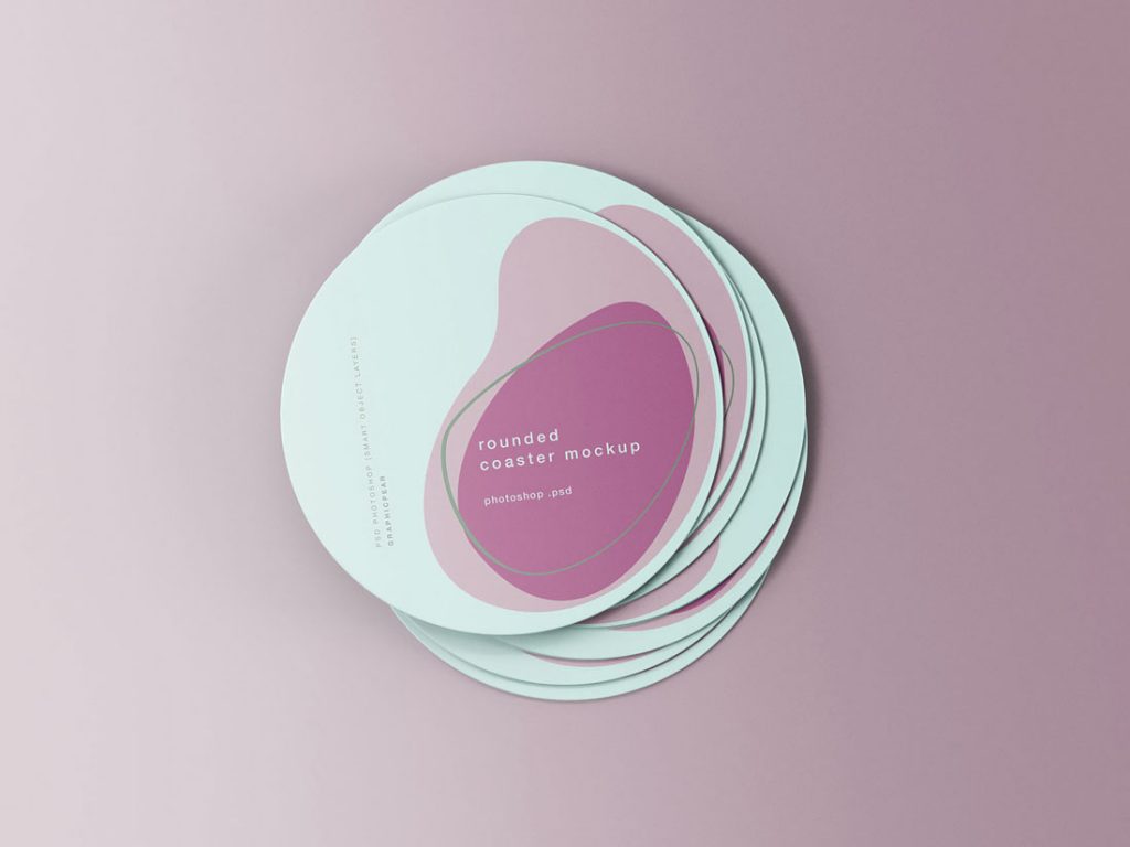 Free-Top-View-Round-Shape-Coasters-Mockup