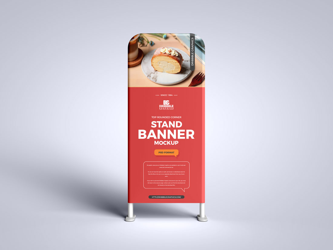 Free Front View Advertising Stand Banner Mockup PSD