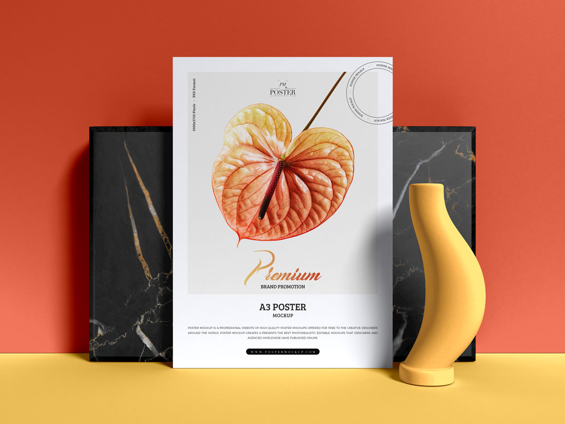 Free Premium A3 Standing Poster Mockup