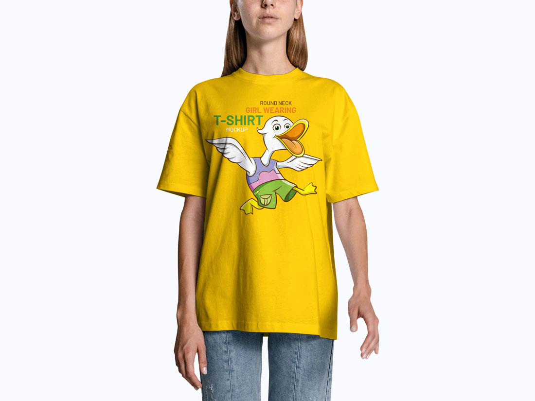 Free-Girl-Wearing-Round-Neck-T-Shirt-Mockup