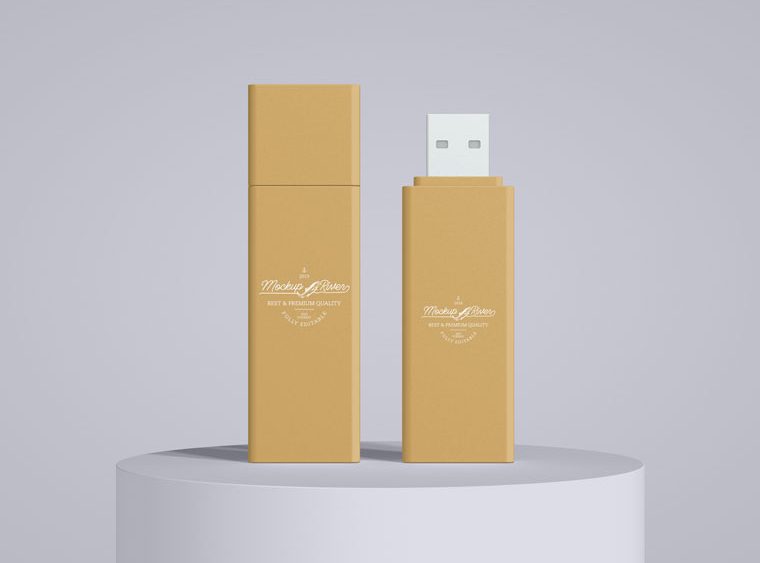 Free Branding Flash Drive USB Mockup